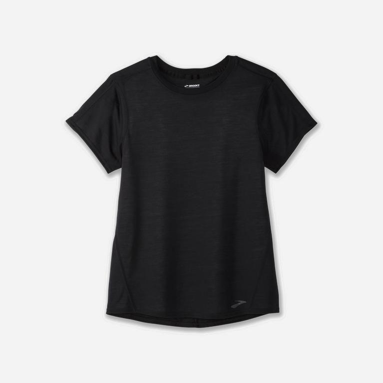 Brooks Distance NZ - Women's Short Sleeve Running Shirt - Black (83476-QRGJ)